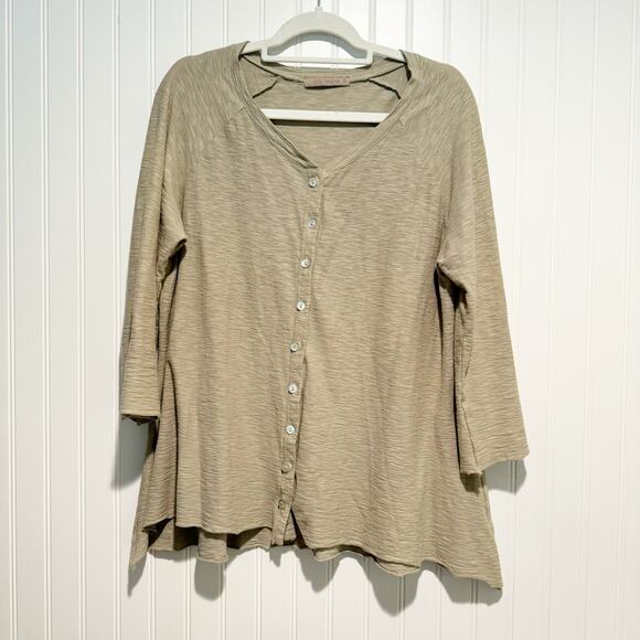 cut loose Tops - Cut Loose Taupe Cotton Linen Button Front Top Lagenlook Size Medium
